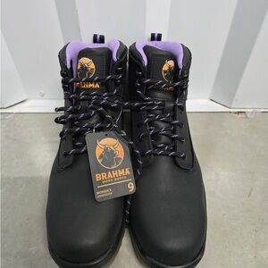 Brahma Women's Black and Purple Combat Boots
